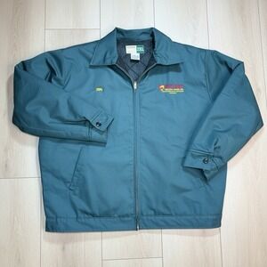 VTG WearGuard Jacket Mens 2XL Teal United Natural Foods Work Bomber Quilted Coat